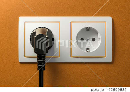 Power plug into electrical socket. 3D rendering 42699685