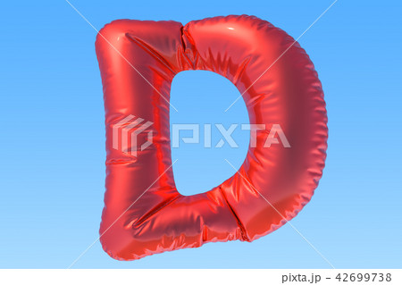 Red foil balloon letter D, 3D rendering 42699738