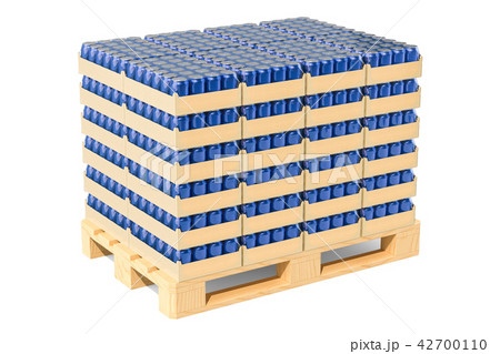 Wooden pallet with drink metallic can 42700110
