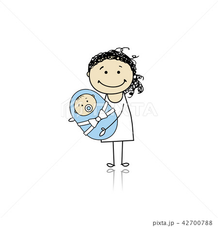 Happy Mother Smiling With Newborn Babyのイラスト素材