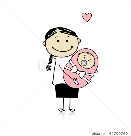 Happy Mother Smiling With Newborn Babyのイラスト素材