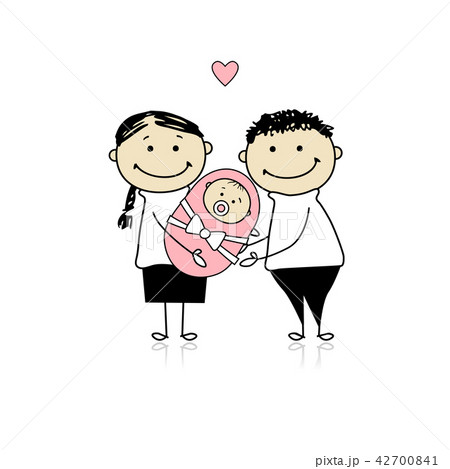Happy Parents With Newborn Babyのイラスト素材