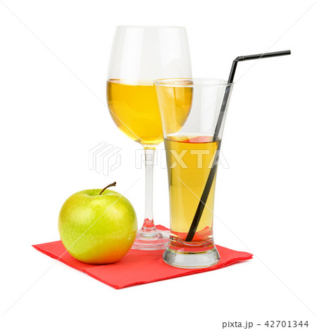 Fresh apple juice with fruits, isolated on white 42701344