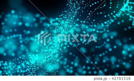 Abstract flowing bright particles as sea water, computer generated abstract background, 3D render 42701516