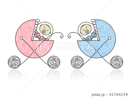 Newborn In Baby S Buggy For Your Designのイラスト素材