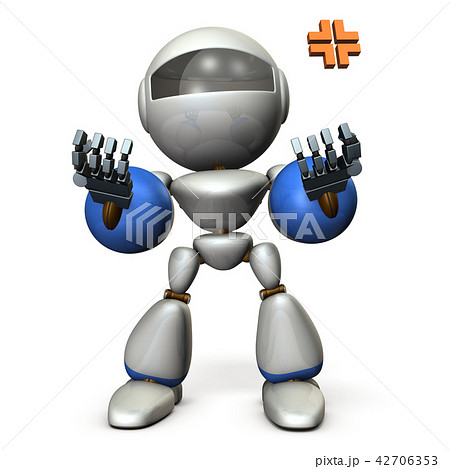 両手を突き上げ興奮するロボット 両手を突き上げ興奮するロボット 42706353