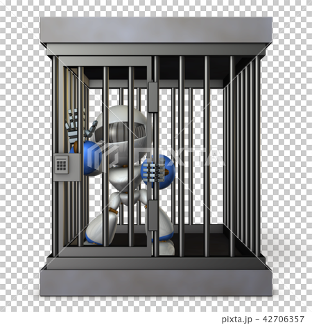 投獄されたロボットのイラスト素材