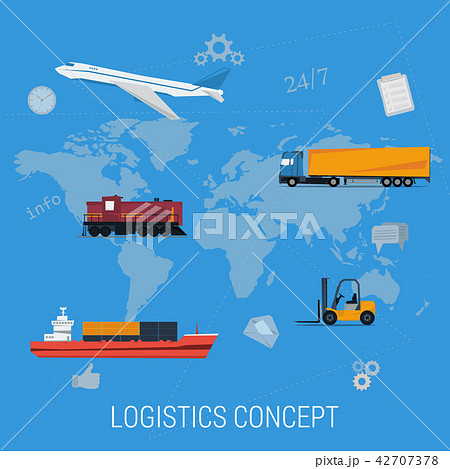 Concept of logistics transportation on world map 42707378
