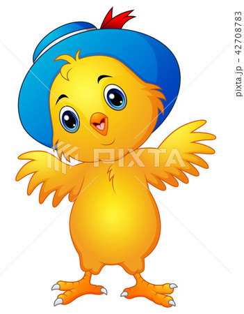 Vector illustration of Cartoon chick wearing a hat 42708783