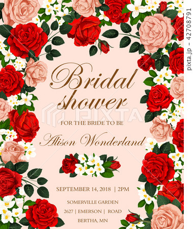 Wedding flower banner for bridal shower invitation 42708791