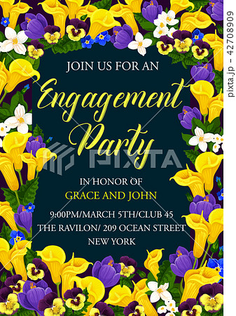 Engagement party floral card of wedding invitation Engagement party floral card of wedding invitation 42708909