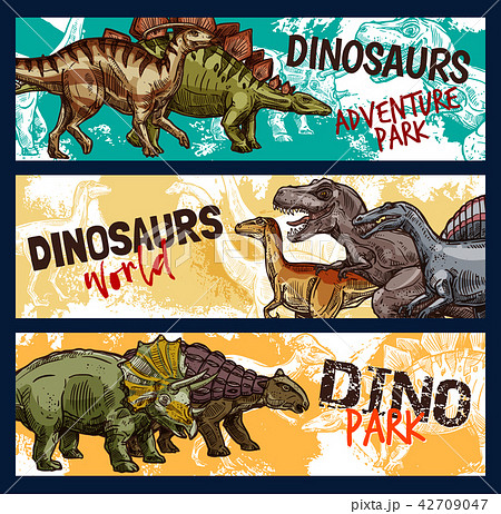 Dinosaur, dino and jurassic monster banners 42709047