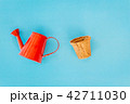 Watering can on blue background 42711030