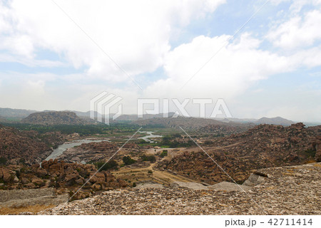 Arieal view of the chain of hills of Hampi, Hampi Arieal view of the chain of hills of Hampi, Hampi 42711414