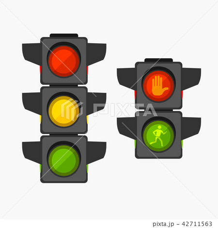 Cartoon Traffic Light Different Types Set. Vector Cartoon Traffic Light Different Types Set. Vector 42711563