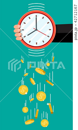 Golden coins falling from clocks. Golden coins falling from clocks. 42712167