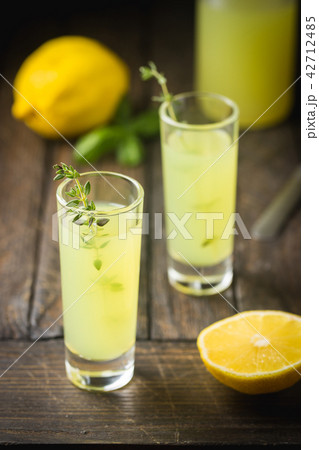 Italian lemon liqueur limoncello 42712485