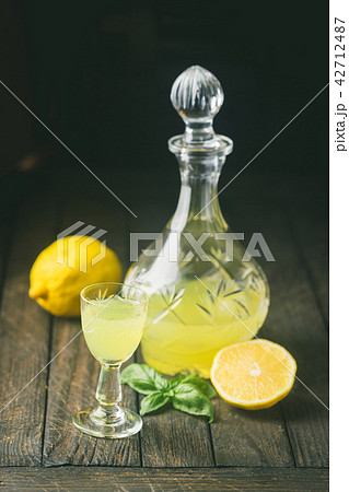Italian lemon liqueur limoncello 42712487