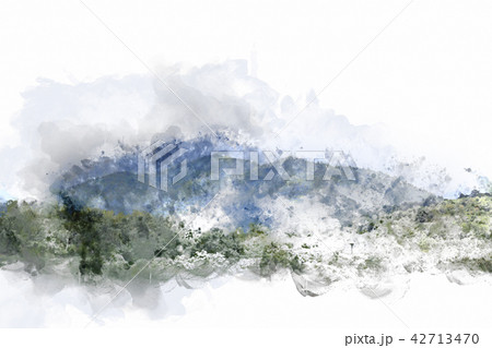 Colorful Mountain hill watercolor painting. Colorful Mountain hill watercolor painting. 42713470