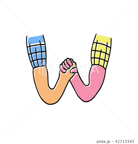 crazy hands alphabet, hand drawn letter W crazy hands alphabet, hand drawn letter W 42713565