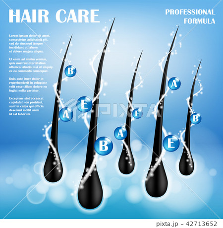 Cosmetic ads template. Hair Nourishing protect shampoo design. Hair care Shampoo for health. Shampoo 42713652