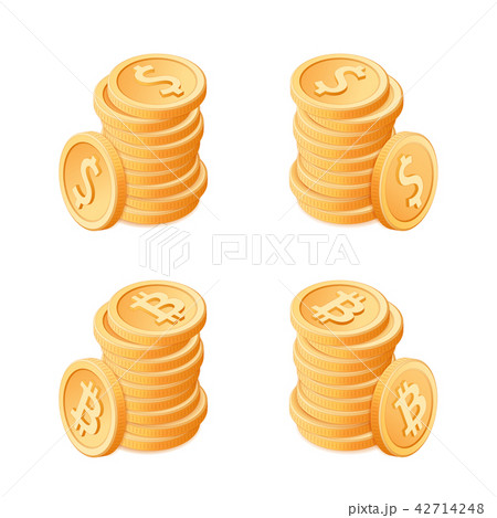 Flat isometric illustration of piles of coins 42714248