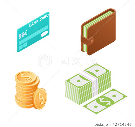 Flat illustration of money isometric icon set. 42714249