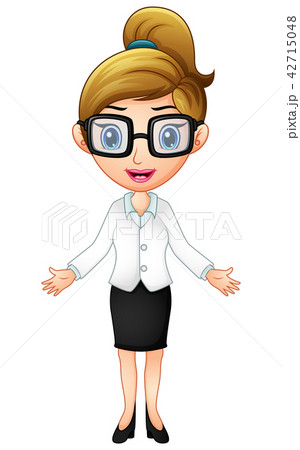 Businesswoman cartoon waving both hands 42715048