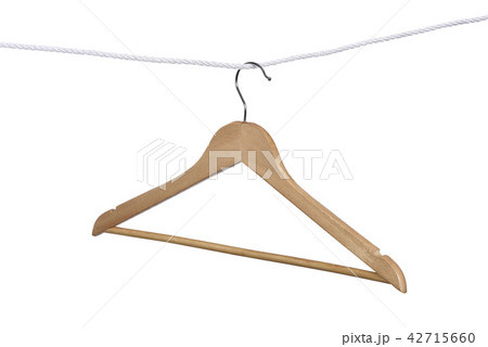 Clothes hanger hanging on the rope 42715660