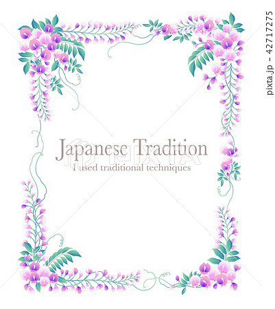 日本的な藤の飾り枠 のイラスト素材