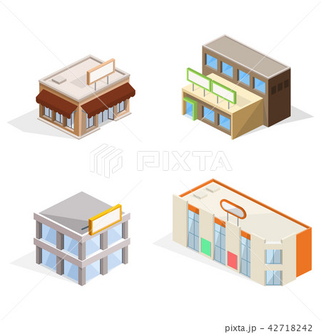 Trade buildings isometric 3D vector illustration Trade buildings isometric 3D vector illustration 42718242