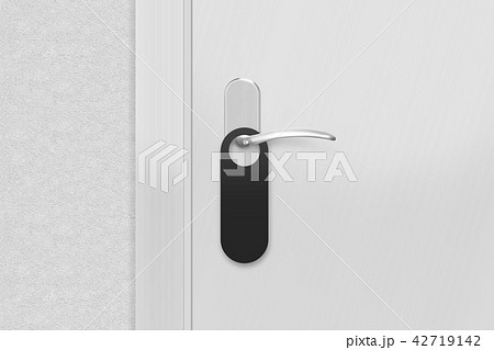 Door knob with blank black doorhanger mock up, 42719142