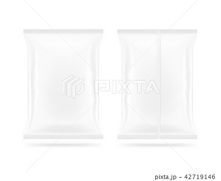 Blank white snack bag mock up front and back side Blank white snack bag mock up front and back side 42719146