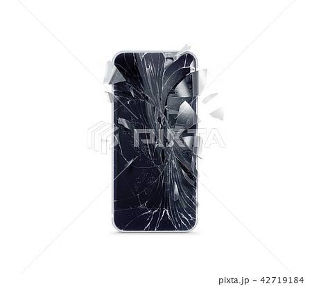 Broken mobile phone screen, scattered shards 42719184