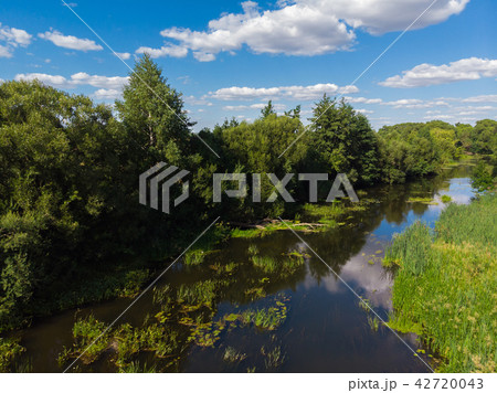 Summer landscape with river in Russia 42720043