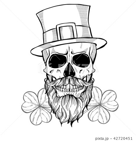 Hand drawn angry skull of leprechaun 42720451