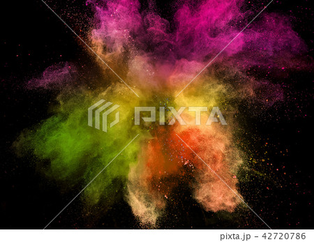 Colored powder explosion isolated on black background. 42720786
