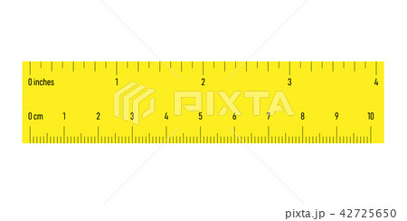 Both side ruler with scales in centimeters and inches. Yellow vector illustration 42725650