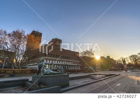 Oslo sunrise city skyline at City Hall, Norway 42726027