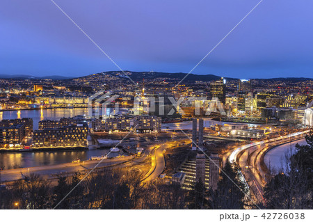 City skyline at business district, Oslo Norway 42726038