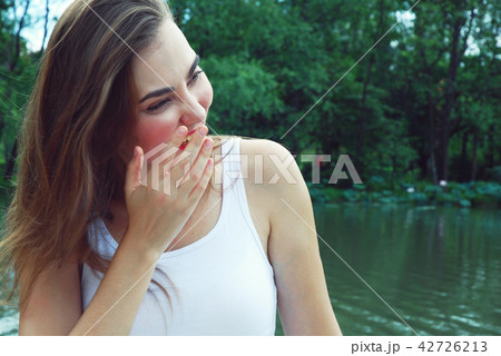 Beautiful girl happy and smile portrait close up. 42726213