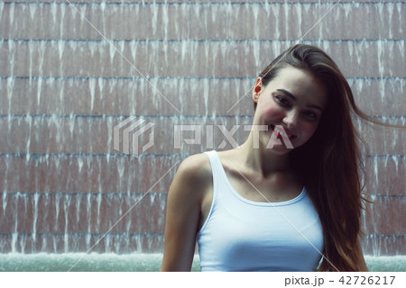 Beautiful girl happy and smile portrait close up. Beautiful girl happy and smile portrait close up. 42726217