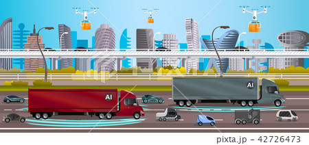 Automated Cargo and Goods Transportation Vector Automated Cargo and Goods Transportation Vector 42726473