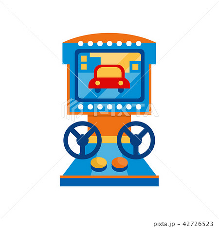 Retro racing car arcade game machine with steering wheel vector Illustration on a white background Retro racing car arcade game machine with steering wheel vector Illustration on a white background 42726523