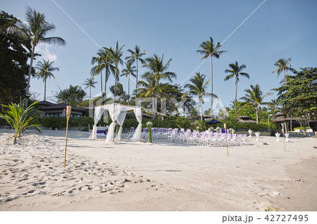 Beach wedding venue seaside near palm tree setting 42727495