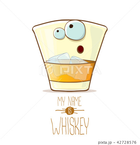 vector funny whiskey glass character isolated on white background. My name is whiskey vector concept vector funny whiskey glass character isolated on white background. My name is whiskey vector concept 42728576