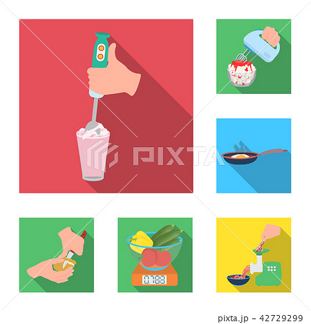 Cooking food flat icons in set collection for design. Kitchen, equipment and tools vector symbol Cooking food flat icons in set collection for design. Kitchen, equipment and tools vector symbol 42729299