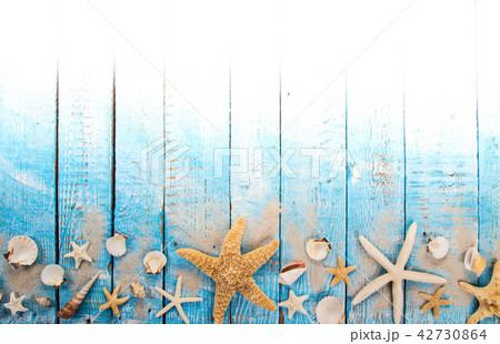 Summer traveling time. Sea holiday background with various shells. Summer traveling time. Sea holiday background with various shells. 42730864