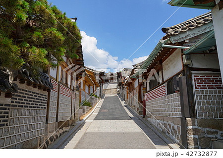 韓国 背景 空の写真素材