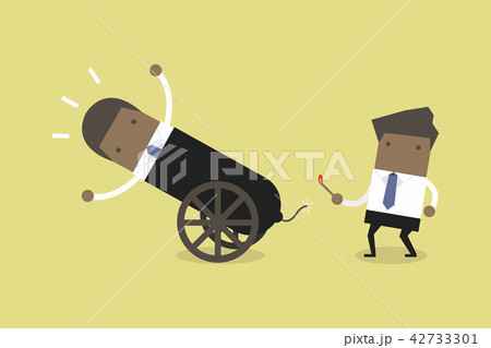 Businessman in cannon, shortcuts to success. 42733301